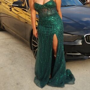 Emerald Green Sequin Formal Gown
